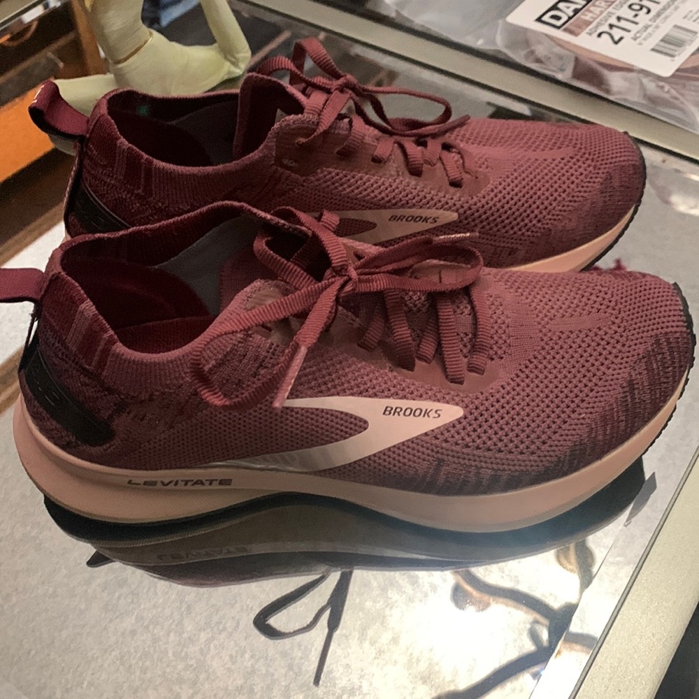 Gently used Brooks Levitate 4 in Maroon and Pink